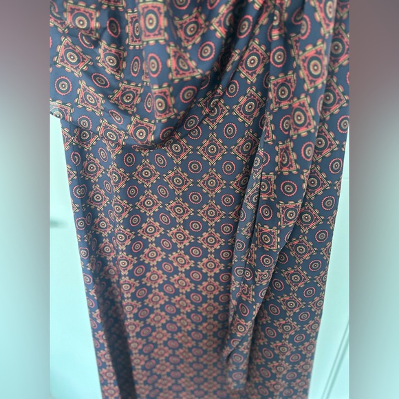 Club Monaco Designer Midi Dress Women Sz 8 Multi Geo Print Drape Neck Scarf - Picture 8 of 13